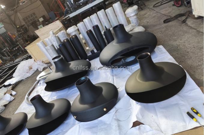 Stil Kohlenstoffstahl Tisch Fernbedienung Glas Kunst Kamin Freistehend Exklusiv europäischer Premium Schwarz Modern 5