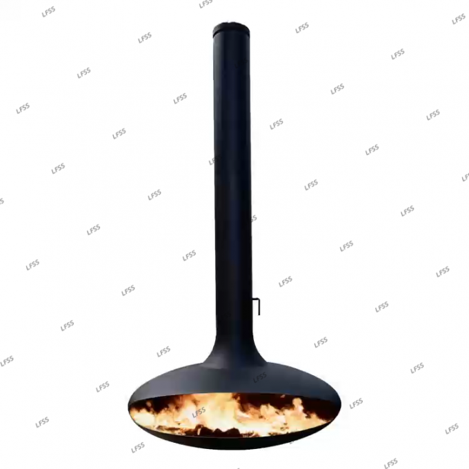 Aufgehängter Holz-Schwarz Kamin brennend Dachkamin Innen Stahl Sonderanfertigung 0