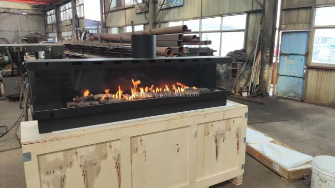 Gaskamine mit drei Seiten europäische schwarze Matte Propan Gas Erdgas Kamine Kohlenstoffstahl 4