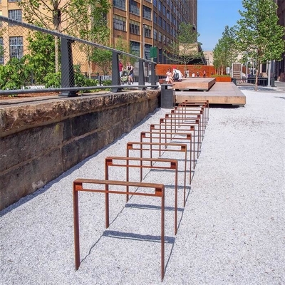 Metal Street Landscape Architecture Corten Steel Public Bicycle Racks